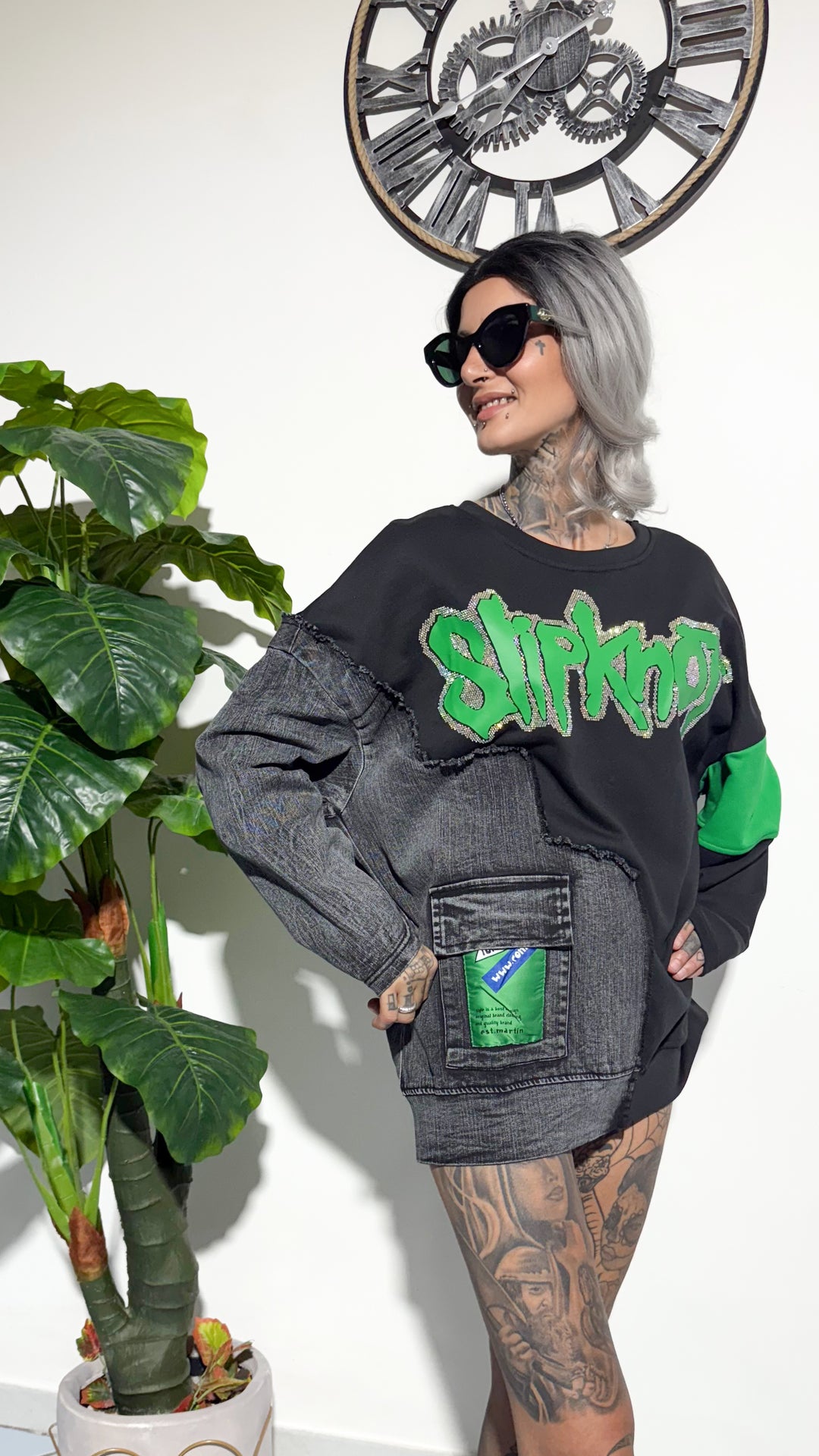 Maxi shirt rock glam verde