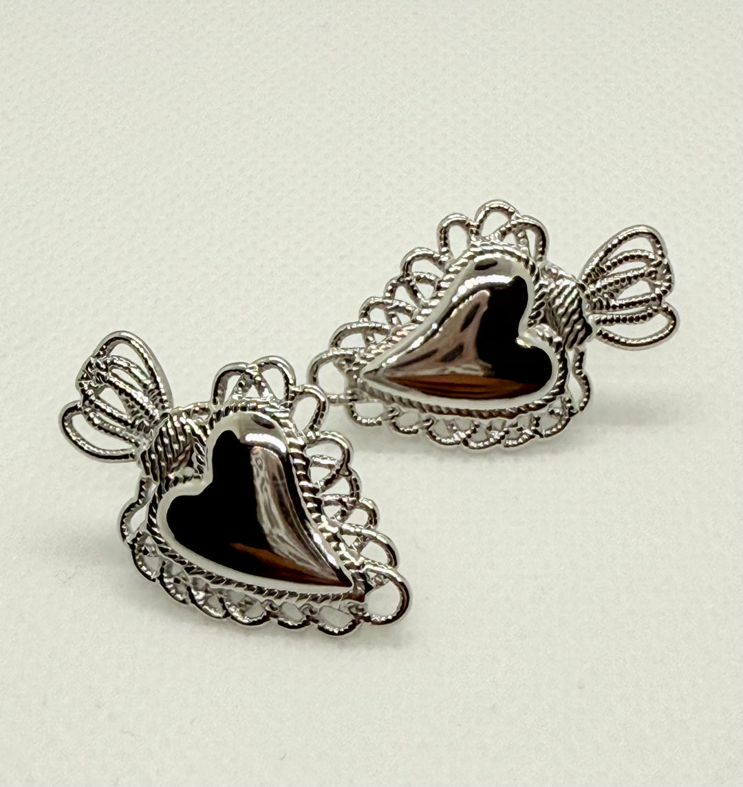 Orecchini cuore sacro grandi silver
