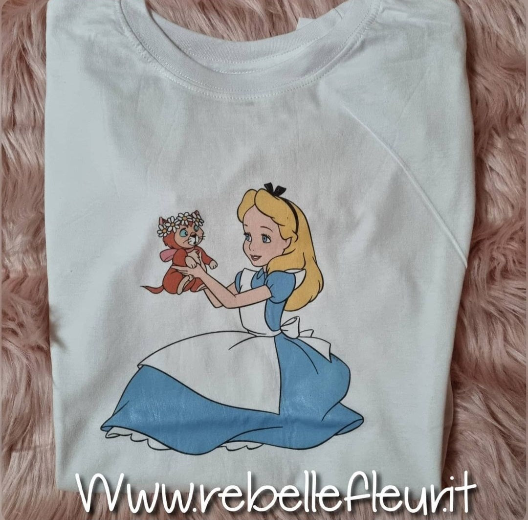 T-shirt Alice con gatto