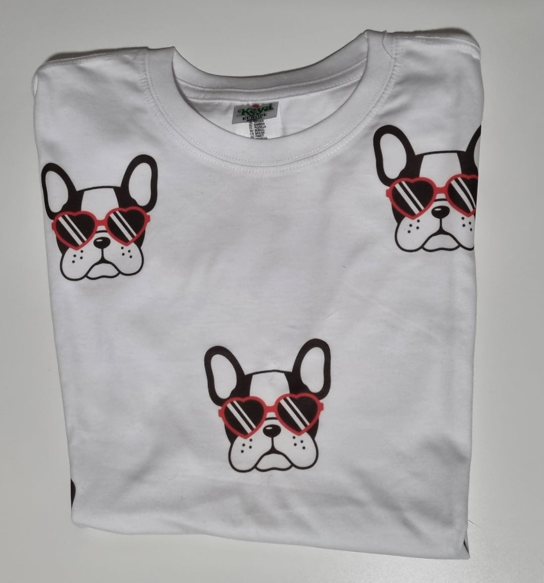 T-shirt bulldog occhiali