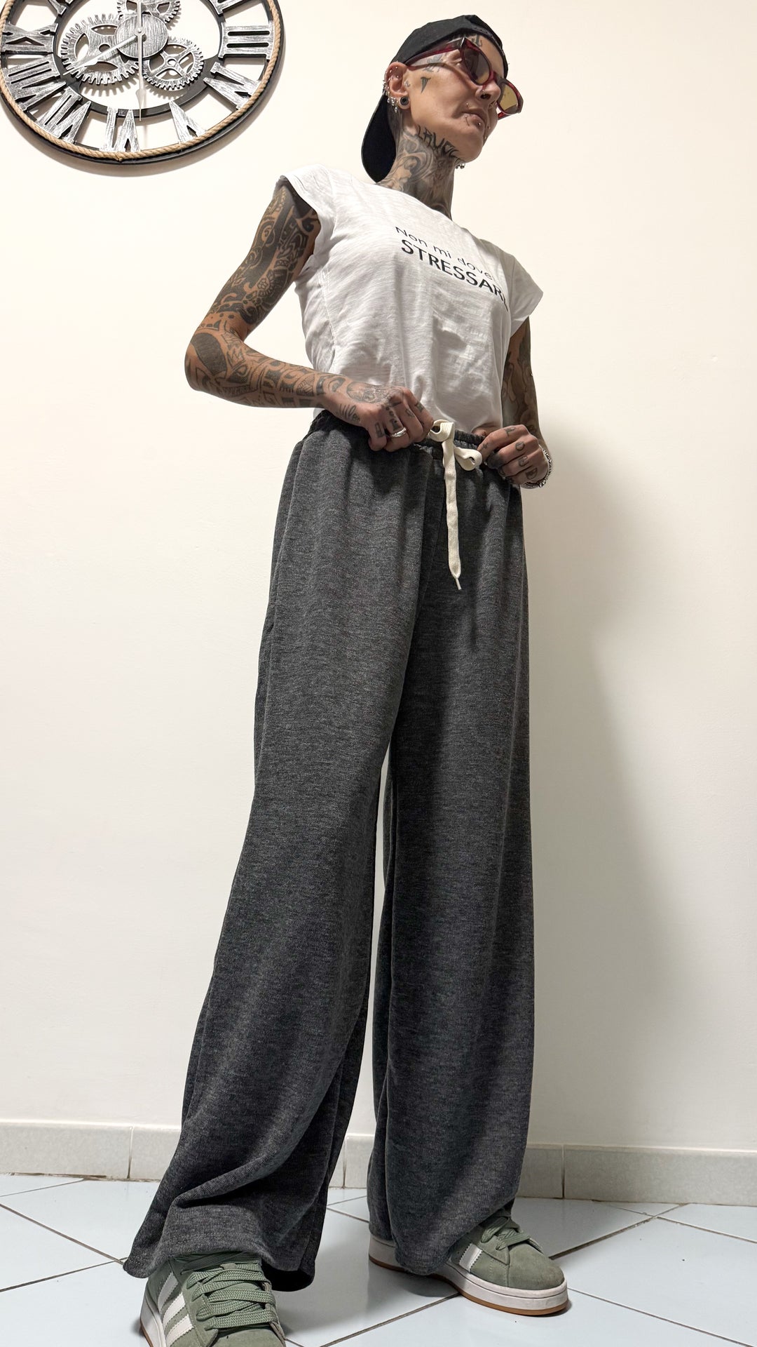 Pantaloni palazzo in lanetta grigi