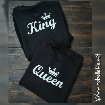 Coppia di felpe lui lei -King e queen nere