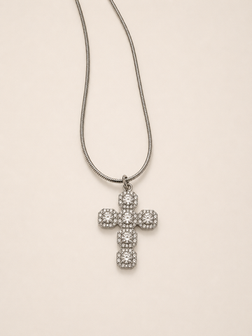 Collana cross shine silver
