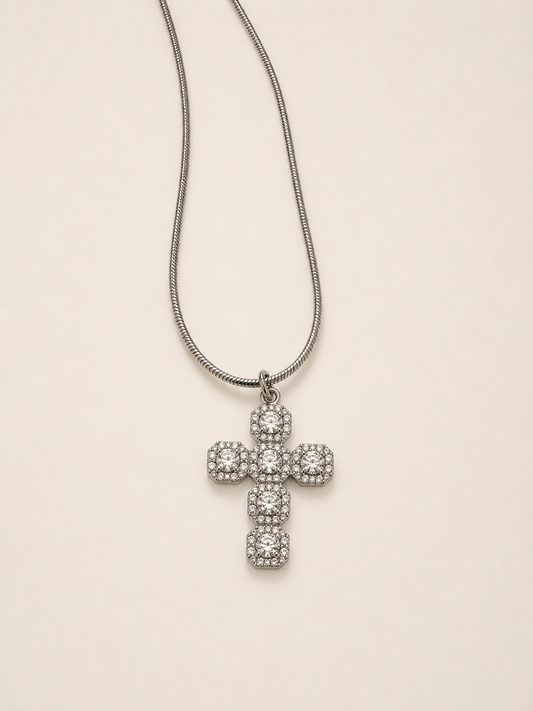 Collana cross shine silver