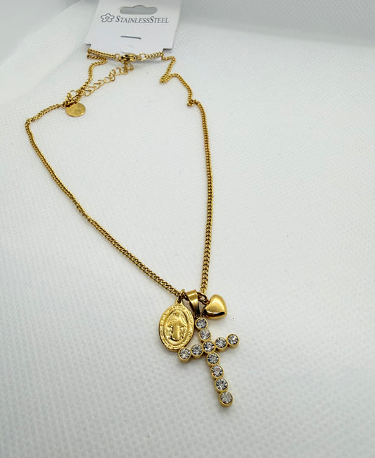 Collana Rosario strass gold