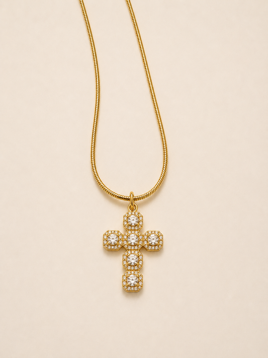 Collana cross shine gold