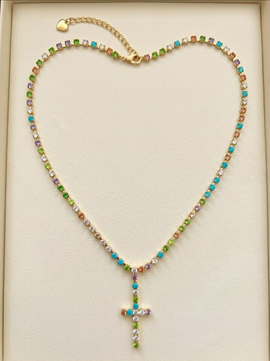 Collana crocifisso strass