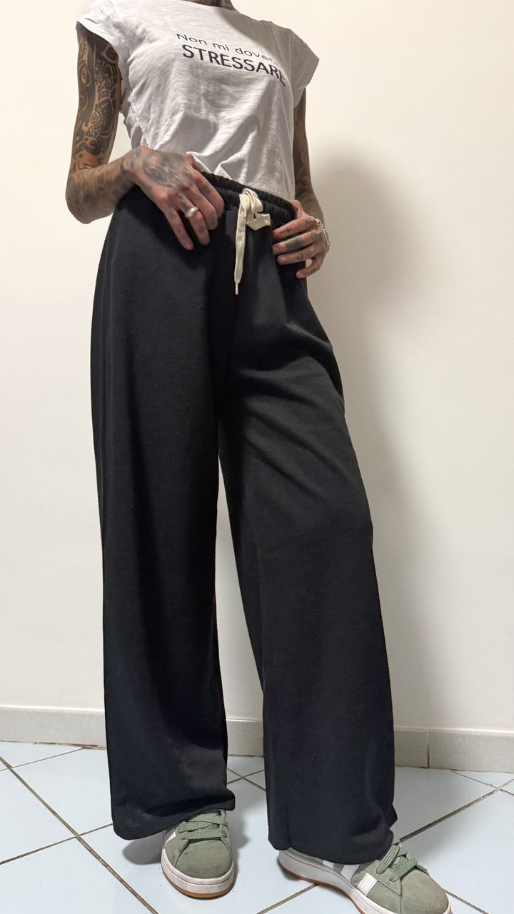 Pantaloni palazzo in lanetta neri