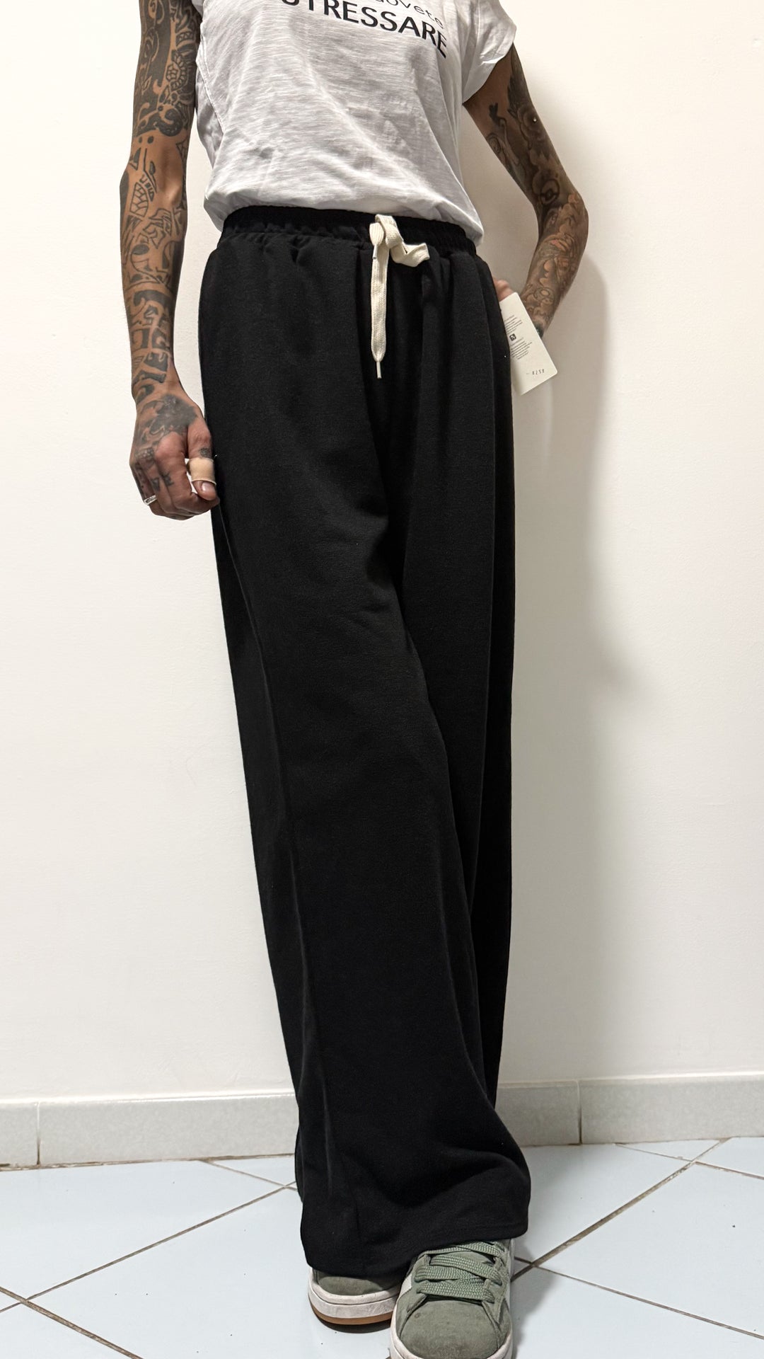 Pantaloni palazzo in lanetta neri