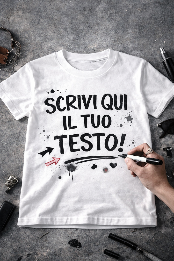 T-shirt con scritta a scelta personalizzata