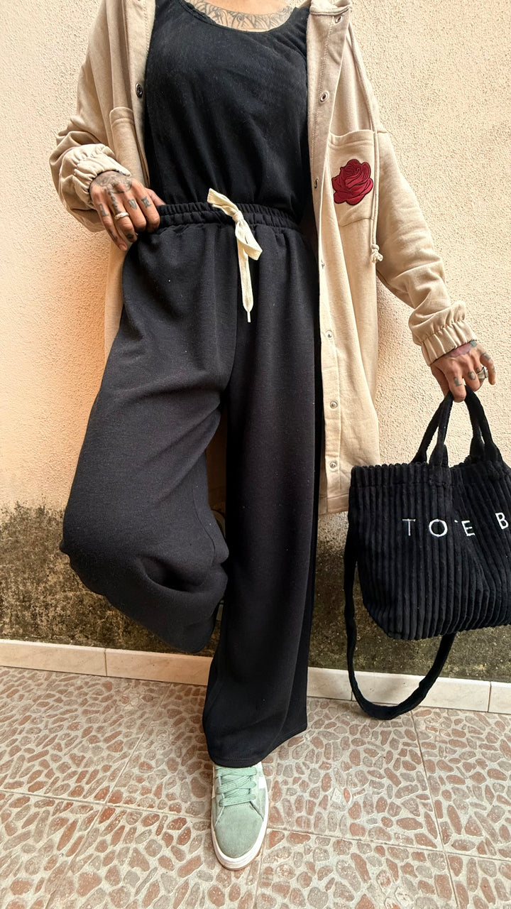 Pantaloni palazzo in lanetta neri