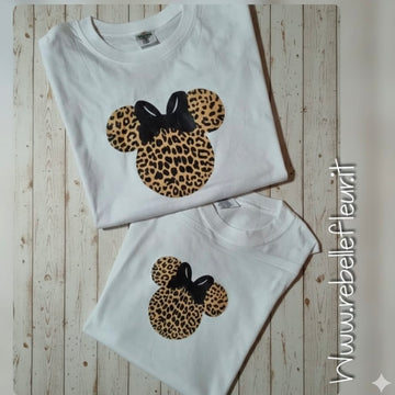 Coppia di T-shirt minnie leopard