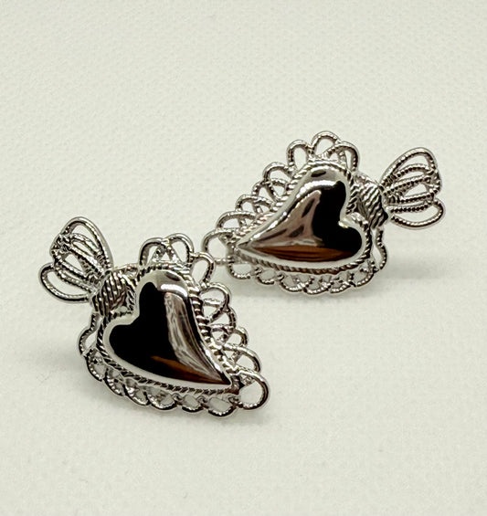 Orecchini cuore sacro grandi silver
