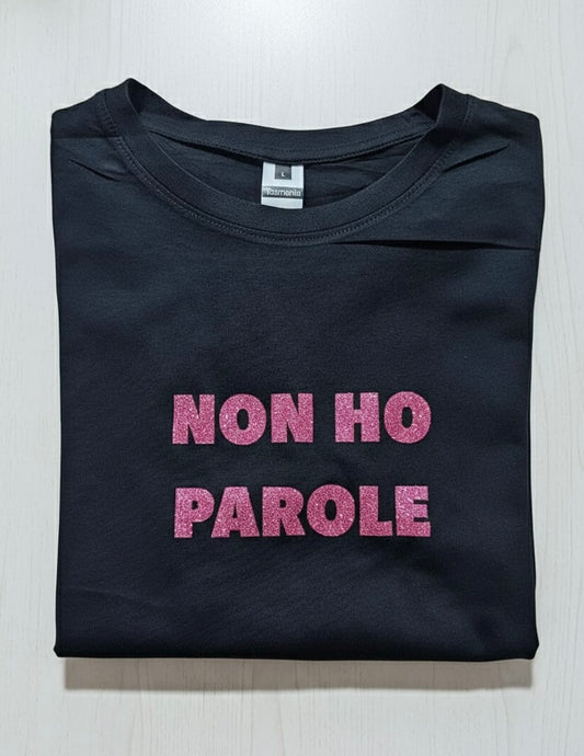 T-shirt non ho parole glitter