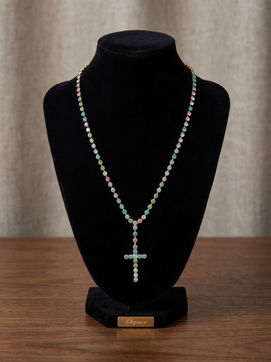 Collana crocifisso strass