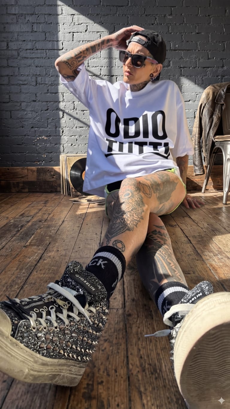 T-shirt Odio tutti Velluto BOXI OVERSIZE