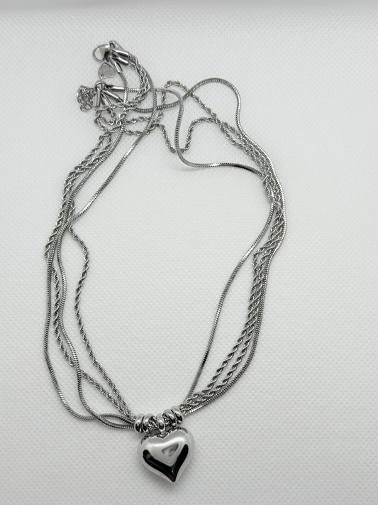 Collana cuore bombato 4 fili