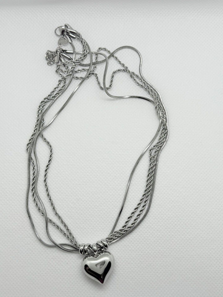 Collana cuore bombato 4 fili