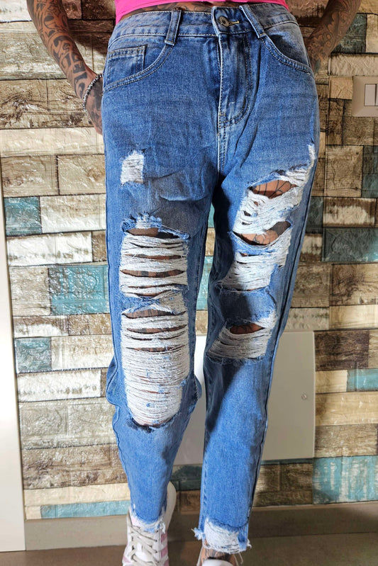 Jeans Momfit strappati TAGLIA XS