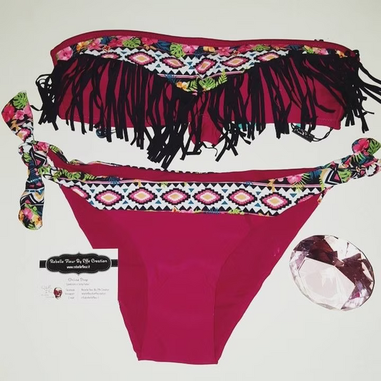 Bikini con frange fantasia