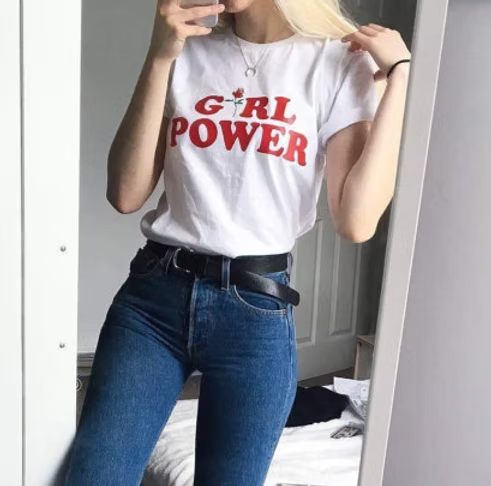 T-shirt girl power rosa
