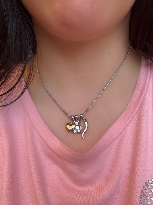 Collana tris ciondoli silver