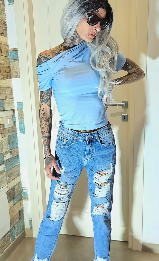 Jeans Momfit strappati TAGLIA XS