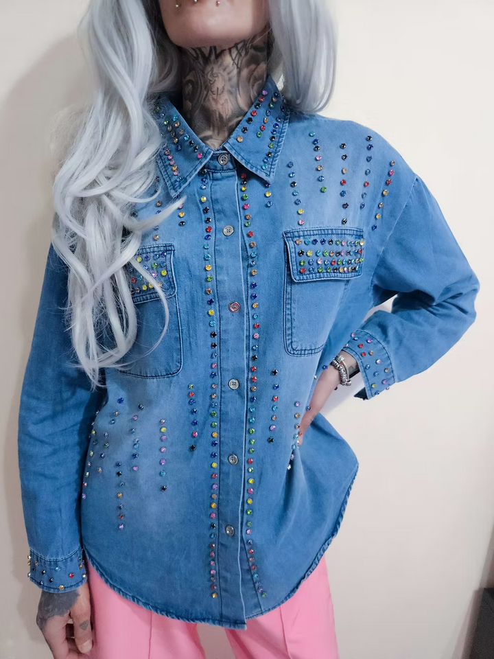 Camicia in denim luccicosa TAGLIA S