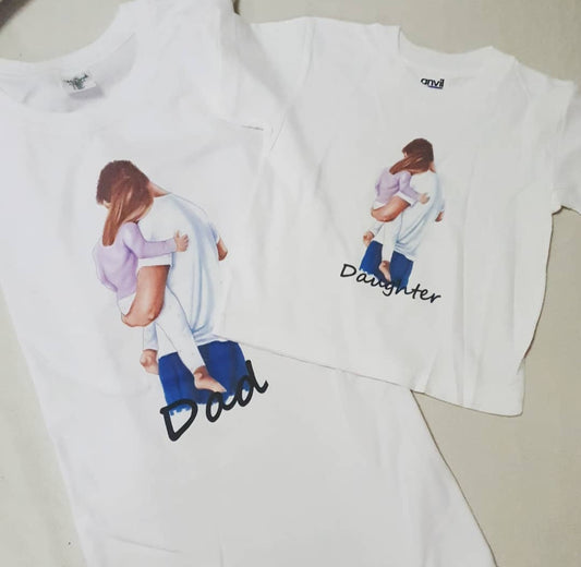Coppia di T-shirt dad and daughter