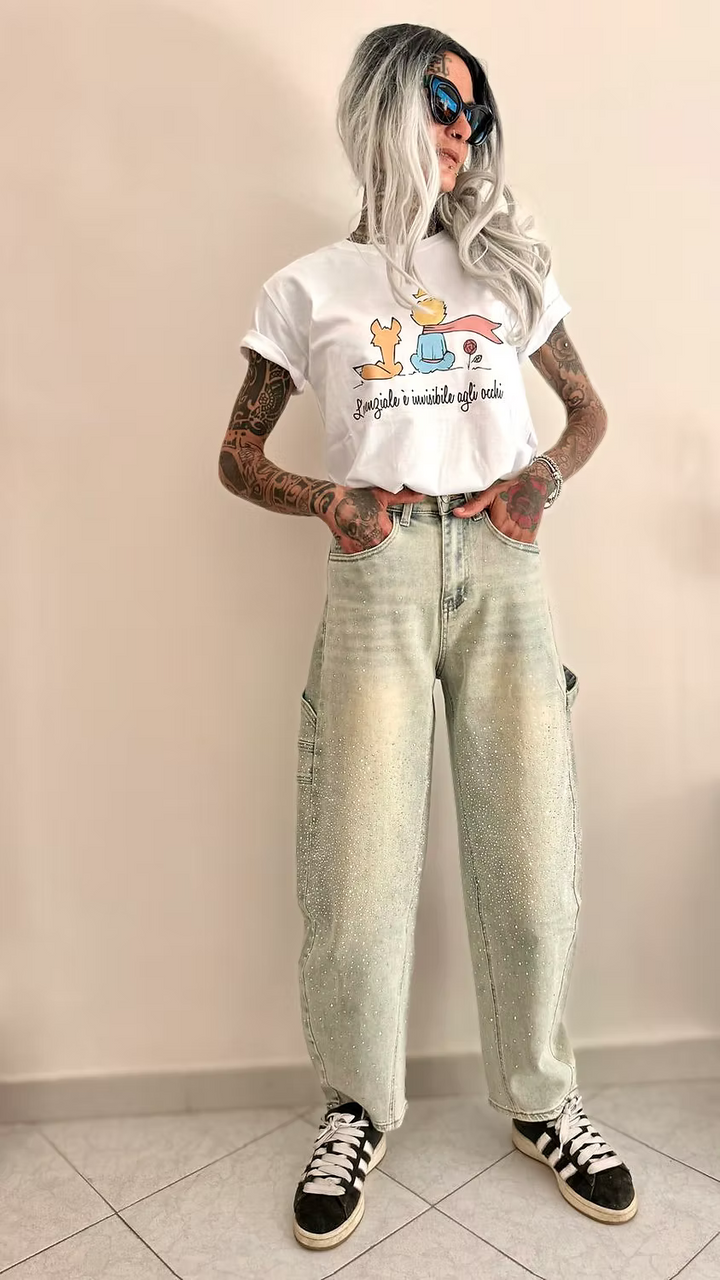 Jeans carpenter glitter sabbiato