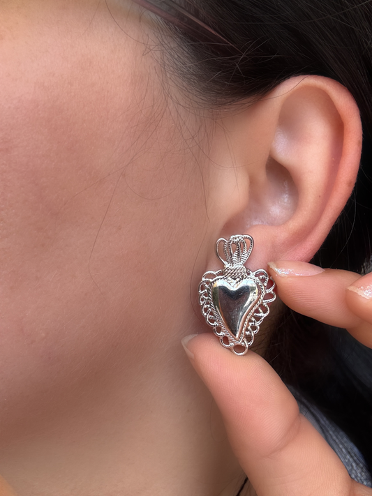 Orecchini cuore sacro grandi silver