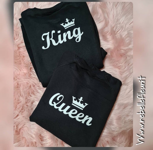 Coppia di felpe lui lei -King e queen nere
