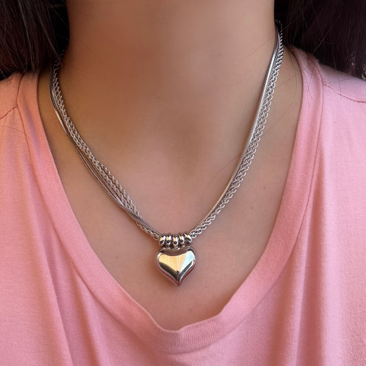 Collana cuore bombato 4 fili